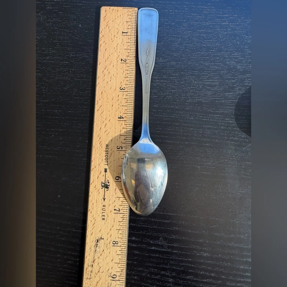 Harbourtown 5 Vintage Stainless Steel Japan Beaded Handle Oval Soup Spoons 71/8”
